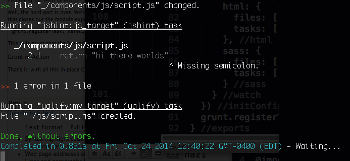 Grunt finds JScript error